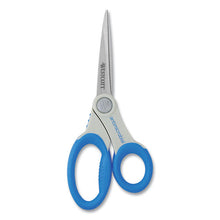 Load image into Gallery viewer, Westcott® wholesale. Scissors With Antimicrobial Protection, 8&quot; Long, 3.5&quot; Cut Length, Blue Straight Handle. HSD Wholesale: Janitorial Supplies, Breakroom Supplies, Office Supplies.