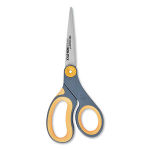 Westcott® wholesale. Non-stick Titanium Bonded Scissors, 8" Long, 3.25" Cut Length, Gray-yellow Straight Handle. HSD Wholesale: Janitorial Supplies, Breakroom Supplies, Office Supplies.