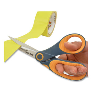 Westcott® wholesale. Non-stick Titanium Bonded Scissors, 8" Long, 3.25" Cut Length, Gray-yellow Bent Handle. HSD Wholesale: Janitorial Supplies, Breakroom Supplies, Office Supplies.