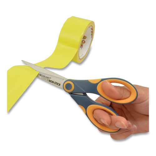 Westcott® wholesale. Non-stick Titanium Bonded Scissors, 7" Long, 3" Cut Length, Gray-yellow Straight Handle. HSD Wholesale: Janitorial Supplies, Breakroom Supplies, Office Supplies.