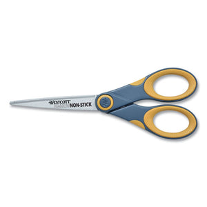 Westcott® wholesale. Non-stick Titanium Bonded Scissors, 7" Long, 3" Cut Length, Gray-yellow Straight Handle. HSD Wholesale: Janitorial Supplies, Breakroom Supplies, Office Supplies.