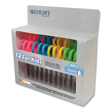 Load image into Gallery viewer, Westcott® wholesale. Kids&#39; Scissors With Antimicrobial Protection, Rounded Tip, 5&quot; Long, 2&quot; Cut Length, Assorted Straight Handles, 12-pack. HSD Wholesale: Janitorial Supplies, Breakroom Supplies, Office Supplies.