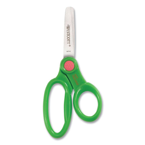 Westcott® wholesale. Kids' Scissors With Antimicrobial Protection, Rounded Tip, 5" Long, 2" Cut Length, Assorted Straight Handles, 12-pack. HSD Wholesale: Janitorial Supplies, Breakroom Supplies, Office Supplies.