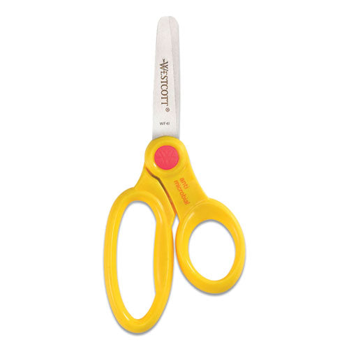 Westcott® wholesale. Kids' Scissors With Antimicrobial Protection, Rounded Tip, 5" Long, 2" Cut Length, Assorted Straight Handles, 12-pack. HSD Wholesale: Janitorial Supplies, Breakroom Supplies, Office Supplies.