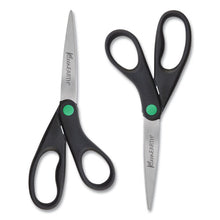 Load image into Gallery viewer, Westcott® wholesale. Kleenearth Scissors, 8&quot; Long, 3.25&quot; Cut Length, Black Straight Handles, 2-pack. HSD Wholesale: Janitorial Supplies, Breakroom Supplies, Office Supplies.