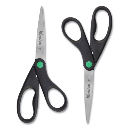 Westcott® wholesale. Kleenearth Scissors, 8" Long, 3.25" Cut Length, Black Straight Handles, 2-pack. HSD Wholesale: Janitorial Supplies, Breakroom Supplies, Office Supplies.