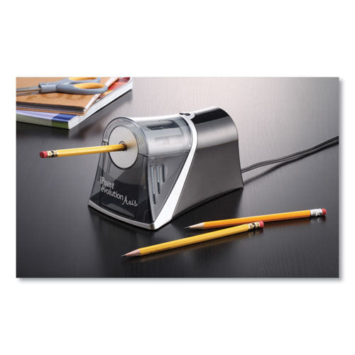 Westcott® wholesale. Ipoint Evolution Axis Pencil Sharpener, Ac-powered, 4.25" X 7" X 4.75", Black-silver. HSD Wholesale: Janitorial Supplies, Breakroom Supplies, Office Supplies.