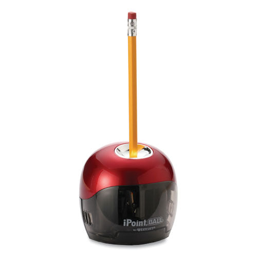 Westcott® wholesale. Ipoint Ball Battery Sharpener, Battery-powered, 3" X 3" X 3.25", Red-black. HSD Wholesale: Janitorial Supplies, Breakroom Supplies, Office Supplies.