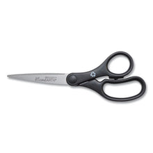 Load image into Gallery viewer, Westcott® wholesale. Kleenearth Basic Plastic Handle Scissors, Pointed Tip, 7&quot; Long, 2.8&quot; Cut Length, Black Straight Handle. HSD Wholesale: Janitorial Supplies, Breakroom Supplies, Office Supplies.