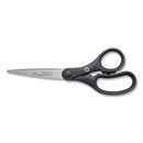 Westcott® wholesale. Kleenearth Basic Plastic Handle Scissors, Pointed Tip, 7" Long, 2.8" Cut Length, Black Straight Handle. HSD Wholesale: Janitorial Supplies, Breakroom Supplies, Office Supplies.