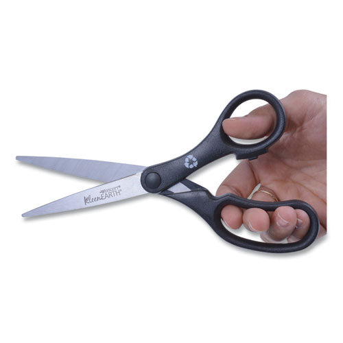 Westcott® wholesale. Kleenearth Basic Plastic Handle Scissors, 8" Long, 3.25" Cut Length, Black Straight Handle. HSD Wholesale: Janitorial Supplies, Breakroom Supplies, Office Supplies.