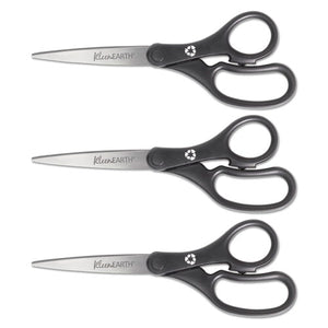 Westcott® wholesale. Kleenearth Basic Plastic Handle Scissors, 8" Long, 3.25" Cut Length, Black Straight Handles, 3-pack. HSD Wholesale: Janitorial Supplies, Breakroom Supplies, Office Supplies.