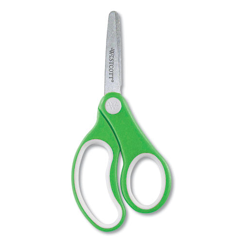 Westcott® wholesale. Soft Handle Kids Scissors, Rounded Tip, 5" Long, 1.75" Cut Length, Assorted Straight Handles, 12-pack. HSD Wholesale: Janitorial Supplies, Breakroom Supplies, Office Supplies.
