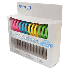 Westcott® wholesale. Soft Handle Kids Scissors, Rounded Tip, 5" Long, 1.75" Cut Length, Assorted Straight Handles, 12-pack. HSD Wholesale: Janitorial Supplies, Breakroom Supplies, Office Supplies.