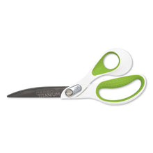 Load image into Gallery viewer, Westcott® wholesale. Carbotitanium Bonded Scissors, 9&quot; Long, 4.5&quot; Cut Length, White-green Bent Handle. HSD Wholesale: Janitorial Supplies, Breakroom Supplies, Office Supplies.