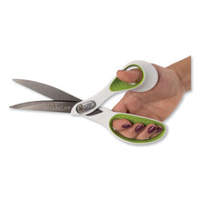 Load image into Gallery viewer, Westcott® wholesale. Carbotitanium Bonded Scissors, 9&quot; Long, 4.5&quot; Cut Length, White-green Bent Handle. HSD Wholesale: Janitorial Supplies, Breakroom Supplies, Office Supplies.