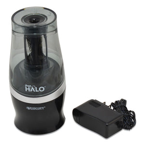 Westcott® wholesale. Halo Colored Pencil Non-stick Electric Sharpener, Ac-powered, 3.5" Dia. X 6.75", Black-silver. HSD Wholesale: Janitorial Supplies, Breakroom Supplies, Office Supplies.