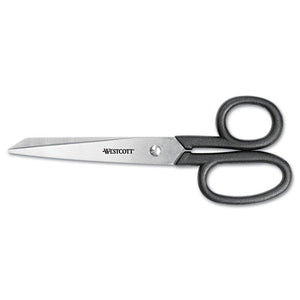 Westcott® wholesale. Kleencut Stainless Steel Shears, 7" Long, 3.31" Cut Length, Black Straight Handle. HSD Wholesale: Janitorial Supplies, Breakroom Supplies, Office Supplies.