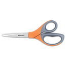 Westcott® wholesale. Elite Series Stainless Steel Shears, 8" Long, 3.5" Cut Length, Orange Straight Handle. HSD Wholesale: Janitorial Supplies, Breakroom Supplies, Office Supplies.