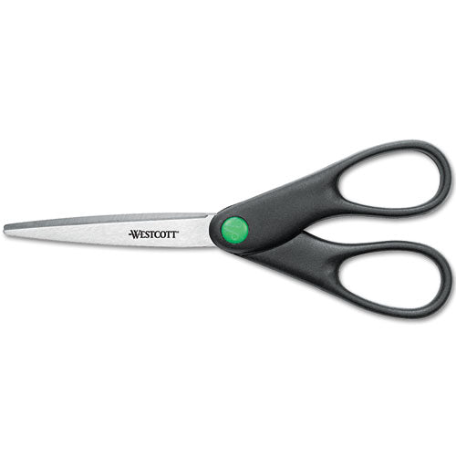 Westcott® wholesale. Kleenearth Scissors, Pointed Tip, 7" Long, 2.75" Cut Length, Black Straight Handle. HSD Wholesale: Janitorial Supplies, Breakroom Supplies, Office Supplies.