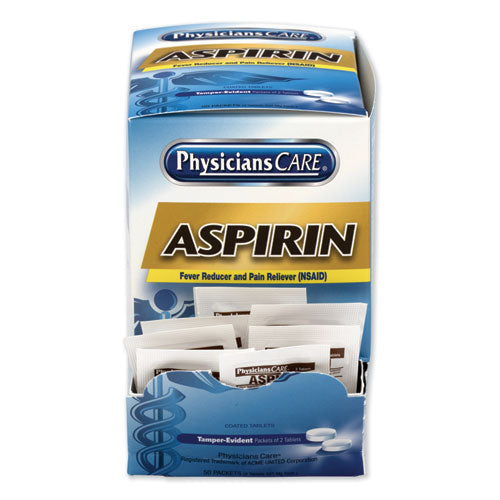 PhysiciansCare® wholesale. Aspirin Medication, Two-pack, 50 Packs-box. HSD Wholesale: Janitorial Supplies, Breakroom Supplies, Office Supplies.