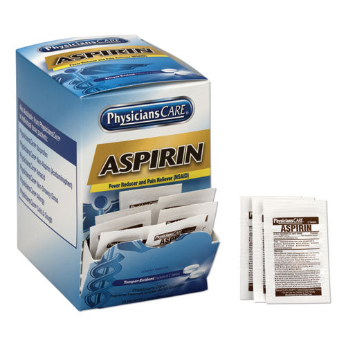PhysiciansCare® wholesale. Aspirin Medication, Two-pack, 50 Packs-box. HSD Wholesale: Janitorial Supplies, Breakroom Supplies, Office Supplies.