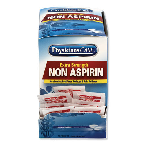 PhysiciansCare® wholesale. Non Aspirin Acetaminophen Medication, Two-pack, 50 Packs-box. HSD Wholesale: Janitorial Supplies, Breakroom Supplies, Office Supplies.