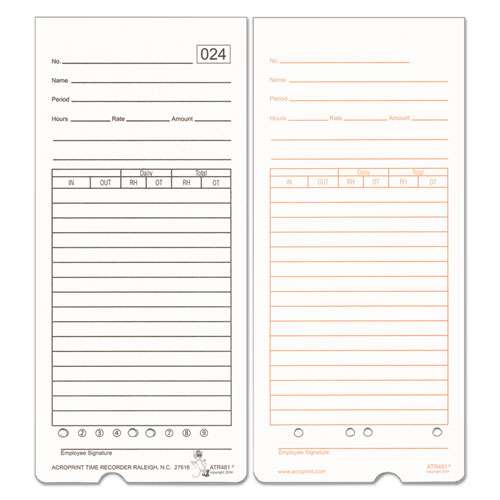 Acroprint® wholesale. Time Card For Atr480 Totalizing Electronic Time Clock, 7 1-2 X 3.35, 50 Per Pack. HSD Wholesale: Janitorial Supplies, Breakroom Supplies, Office Supplies.