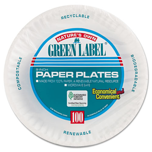 AJM Packaging Corporation wholesale. Paper Plates, 9" Diameter, White, 100-pack, 12 Packs-carton. HSD Wholesale: Janitorial Supplies, Breakroom Supplies, Office Supplies.