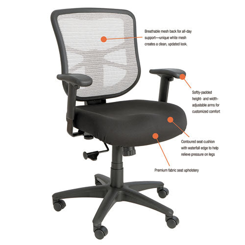 Alera® wholesale. Alera Elusion Series Mesh Mid-back Swivel-tilt Chair, Supports Up To 275 Lbs, Black Seat-white Back, Black Base. HSD Wholesale: Janitorial Supplies, Breakroom Supplies, Office Supplies.