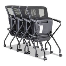 Load image into Gallery viewer, Alera® wholesale. Alera Elusion Mesh Nesting Chairs, Padded Arms, Black Seat-black Back, Black Base, 2-carton. HSD Wholesale: Janitorial Supplies, Breakroom Supplies, Office Supplies.