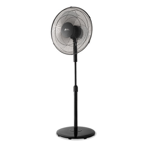 Alera® wholesale. 16" 3-speed Oscillating Pedestal Stand Fan, Metal, Plastic, Black. HSD Wholesale: Janitorial Supplies, Breakroom Supplies, Office Supplies.