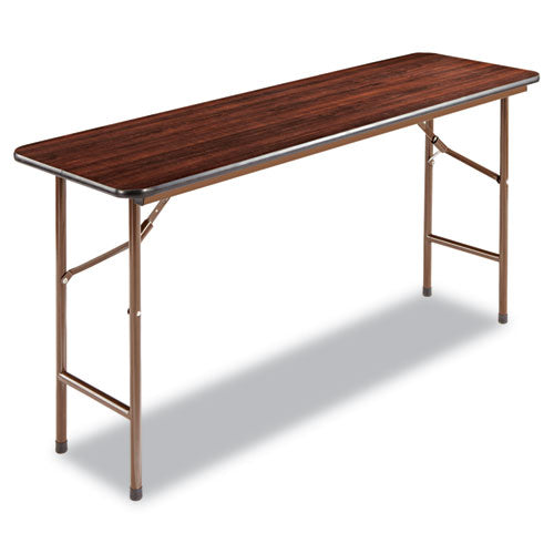 Alera® wholesale. Wood Folding Table, Rectangular, 59 7-8w X 17 3-4d X 29 1-8h, Mahogany. HSD Wholesale: Janitorial Supplies, Breakroom Supplies, Office Supplies.