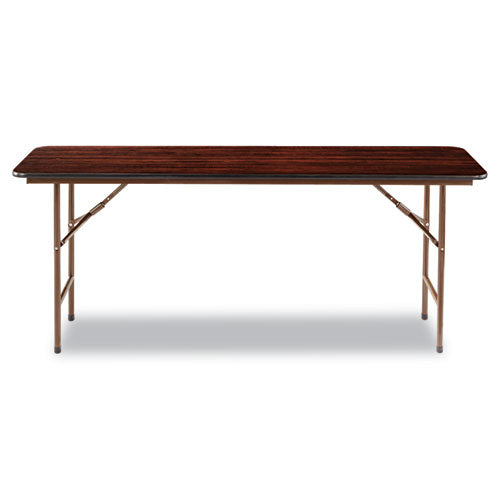 Alera® wholesale. Wood Folding Table, Rectangular, 71 7-8w X 17 3-4d X 29 1-8h, Mahogany. HSD Wholesale: Janitorial Supplies, Breakroom Supplies, Office Supplies.