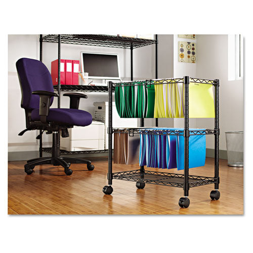 Alera® wholesale. Two-tier Rolling File Cart, 26w X 14d X 29.5h, Black. HSD Wholesale: Janitorial Supplies, Breakroom Supplies, Office Supplies.