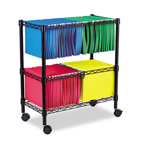 Alera® wholesale. Two-tier Rolling File Cart, 26w X 14d X 29.5h, Black. HSD Wholesale: Janitorial Supplies, Breakroom Supplies, Office Supplies.