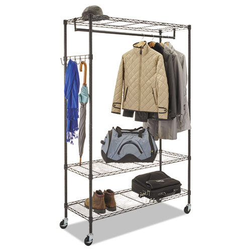 Alera® wholesale. Wire Shelving Garment Rack, 40 Garments, 48w X 18d X 75h, Black. HSD Wholesale: Janitorial Supplies, Breakroom Supplies, Office Supplies.