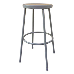 Alera® wholesale. Industrial Metal Shop Stool, 30.24" Seat Height, Supports Up To 300 Lbs, Brown Seat-gray Back, Gray Base. HSD Wholesale: Janitorial Supplies, Breakroom Supplies, Office Supplies.