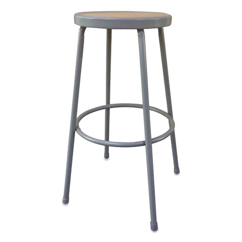 Alera® wholesale. Industrial Metal Shop Stool, 30.24" Seat Height, Supports Up To 300 Lbs, Brown Seat-gray Back, Gray Base. HSD Wholesale: Janitorial Supplies, Breakroom Supplies, Office Supplies.