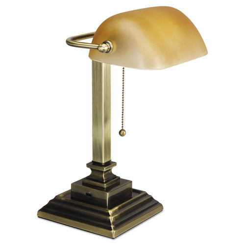 Alera® wholesale. Traditional Banker's Lamp With Usb, 10"w X 10"d X 15"h, Antique Brass. HSD Wholesale: Janitorial Supplies, Breakroom Supplies, Office Supplies.