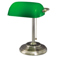 Load image into Gallery viewer, Alera® wholesale. Traditional Banker&#39;s Lamp, Green Glass Shade, 10.5&quot;w X 11&quot;d X 13&quot;h, Antique Brass. HSD Wholesale: Janitorial Supplies, Breakroom Supplies, Office Supplies.