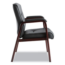 Load image into Gallery viewer, Alera® wholesale. Alera Madaris Series Bonded Leather Guest Chair With Wood Trim Legs, 24.88&quot; X 26&quot; X 35&quot;, Black Seat-black Back, Mahogany Base. HSD Wholesale: Janitorial Supplies, Breakroom Supplies, Office Supplies.