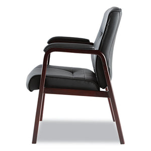 Alera® wholesale. Alera Madaris Series Bonded Leather Guest Chair With Wood Trim Legs, 24.88" X 26" X 35", Black Seat-black Back, Mahogany Base. HSD Wholesale: Janitorial Supplies, Breakroom Supplies, Office Supplies.