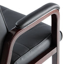 Alera® wholesale. Alera Madaris Series Bonded Leather Guest Chair With Wood Trim Legs, 24.88" X 26" X 35", Black Seat-black Back, Mahogany Base. HSD Wholesale: Janitorial Supplies, Breakroom Supplies, Office Supplies.