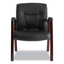 Load image into Gallery viewer, Alera® wholesale. Alera Madaris Series Bonded Leather Guest Chair With Wood Trim Legs, 24.88&quot; X 26&quot; X 35&quot;, Black Seat-black Back, Mahogany Base. HSD Wholesale: Janitorial Supplies, Breakroom Supplies, Office Supplies.