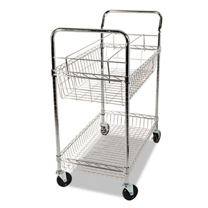 Alera® wholesale. Carry-all Cart-mail Cart, Two-shelf, 34.88w X 18d X 39.5h, Silver. HSD Wholesale: Janitorial Supplies, Breakroom Supplies, Office Supplies.