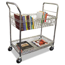 Load image into Gallery viewer, Alera® wholesale. Carry-all Cart-mail Cart, Two-shelf, 34.88w X 18d X 39.5h, Silver. HSD Wholesale: Janitorial Supplies, Breakroom Supplies, Office Supplies.