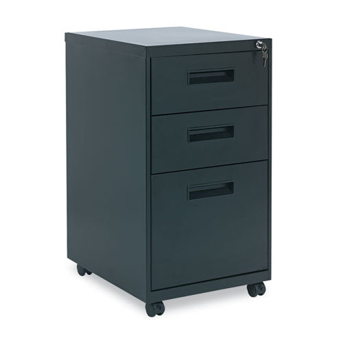 Alera® wholesale. Three-drawer Metal Pedestal File, 14.96w X 19.29d X 27.75h, Black. HSD Wholesale: Janitorial Supplies, Breakroom Supplies, Office Supplies.