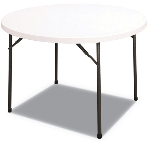 Alera® wholesale. Round Plastic Folding Table, 48 Dia X 29 1-4h, White. HSD Wholesale: Janitorial Supplies, Breakroom Supplies, Office Supplies.