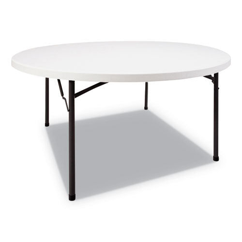 Alera® wholesale. Round Plastic Folding Table, 60 Dia X 29 1-4h, White. HSD Wholesale: Janitorial Supplies, Breakroom Supplies, Office Supplies.